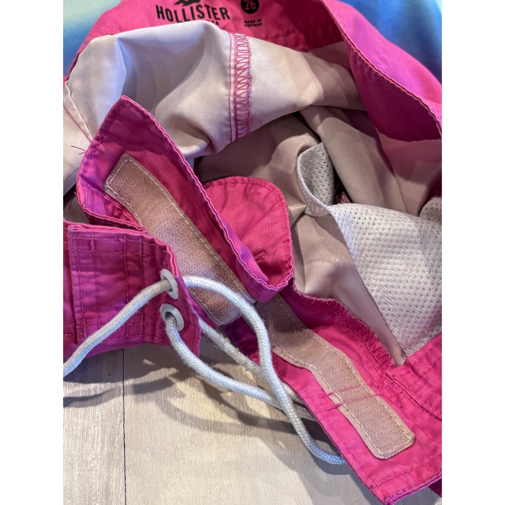 Hollister Mens Ombre Board Shorts Pink Blue Swim Trunks SZ 26 Mesh Lined Surfer - Picture 6 of 8